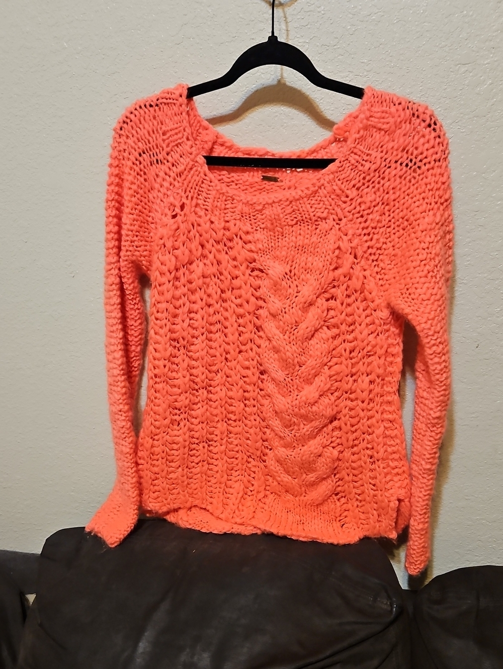 Free People Coral Cable-Front Scoop Neck Sweater